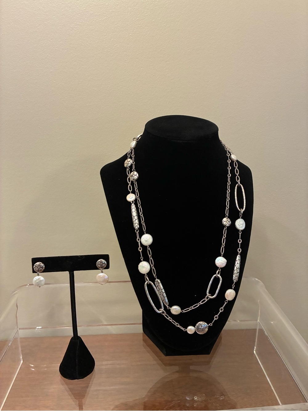Brighton Pebble Pearl Necklace with Matching Earrings (Retired)